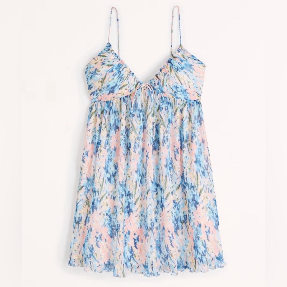 Abercrombie Women’s Plisse Ruched Babydoll Mini Dress
